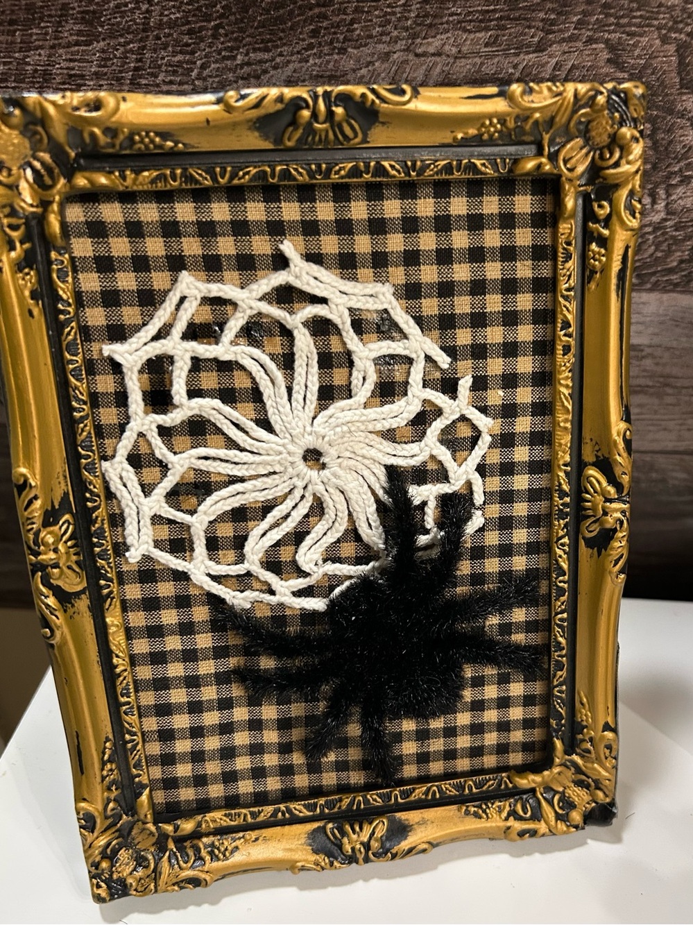 Handcrafted Framed Halloween Decor “Spider”